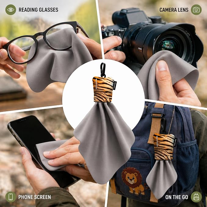 Classic Microfiber Lens Cleaner – Clip-On Pouch, Washable – for Binoculars, Scopes, Glasses, Screens | Classic | Blaze Orange, 10 x 10 Inch - Image 4