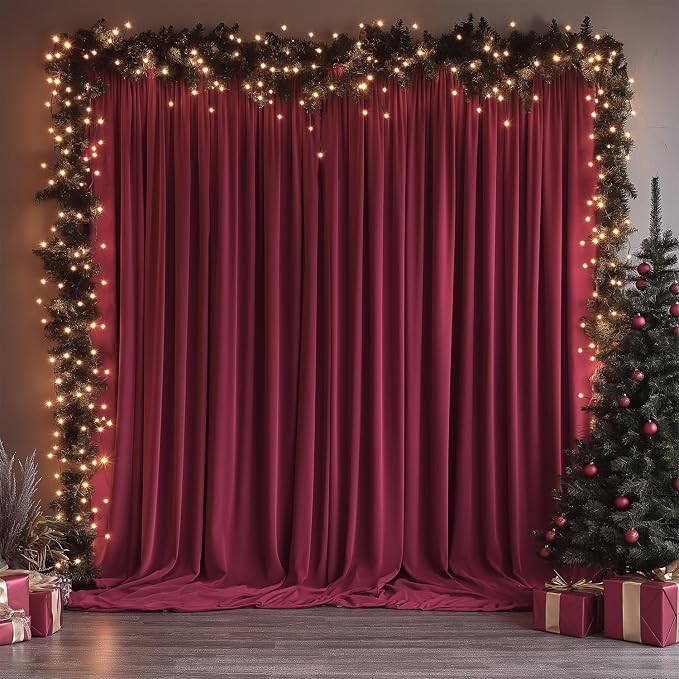 ESGOTBME 40x10ft Wrinkle Free ‌Burgundy Backdrop Curtain for Parties Soft Fabric Drapes Wedding ‌Curtain Backdrop for Birthday Party Decorations Background for Photography 5x10ft, 8 Panels - Image 7