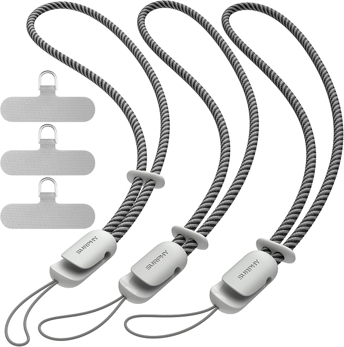 SURPHY 3 Pack Phone Wrist Strap, Phone Lanyard with Cellphone Tether Tab | Phone Strap Charm, Camera Wrist Strap with 2-Color Braided, Phone Wristlet, Wrist Lanyard for Case by SURPHY