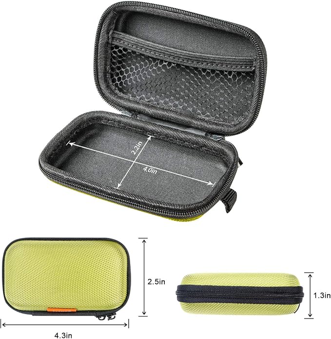 Green Rectangle Small EVA Case, Lightweight Hard Shell Zipper Pouch | Mesh Inner Pocket, Universal Bag for Wired/Bluetooth Headset, Charger, Change Purse, USB Cable - Image 4