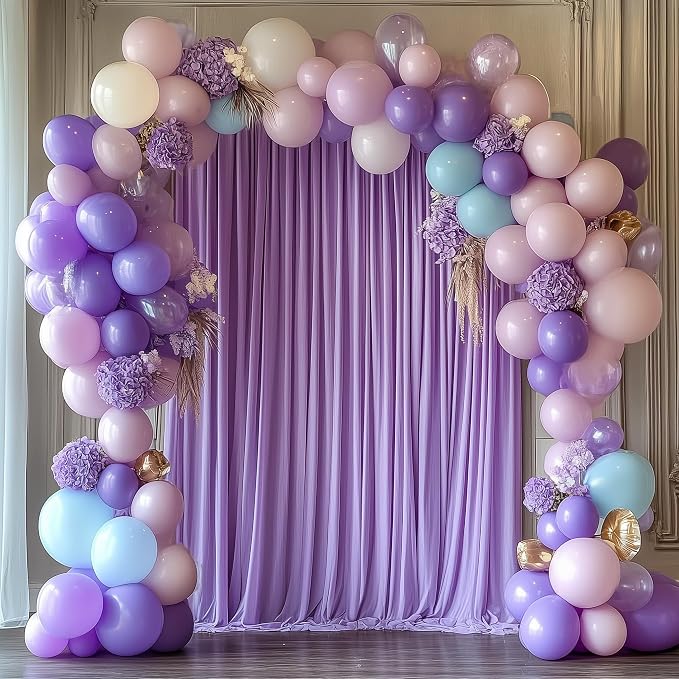 Lavender Purple Backdrop Curtain for Parties Backdrop Drape 10x8FT | Wrinkle Free Polyester Curtain Backdrop Draping Fabric for Backdrop Photoshoot Birthday Party Background,2 Panel 5x8FT - Image 6