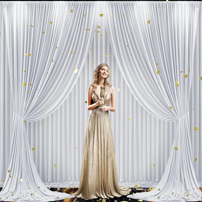 4 Panels Silver Grey Backdrop Curtain for Parties Wedding Wrinkle Free Silver Grey Photo Curtains Backdrop Drapes Fabric Decoration for Birthday Party Baby Shower 20ft(W) x 10ft(H) - Image 4