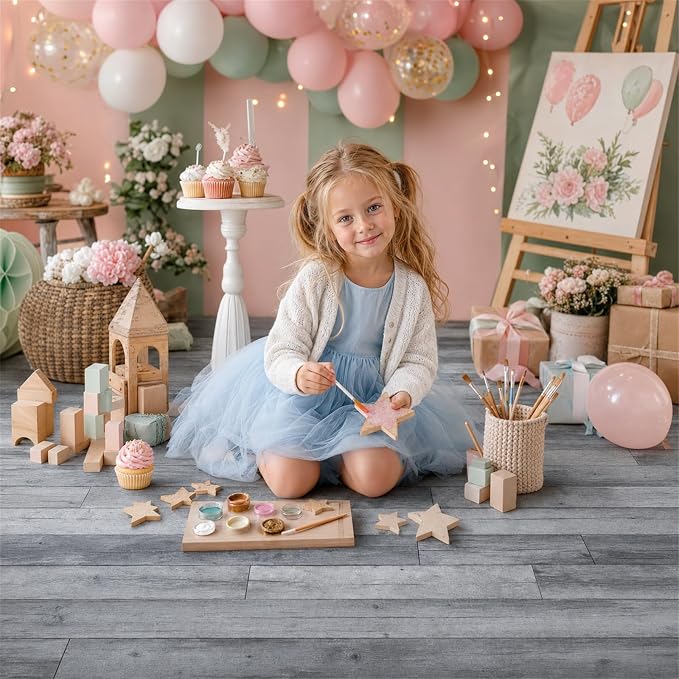 Kate Gray Plank Photography Floor Mat Rubber Photo Studio Floor Backdrop | Natural Timber Wooden Planks Non-Slip Floor Drop For Rustic Newborn, Kids, Portrait, Food, Crafts, Product Photography 8x5ft - Image 3