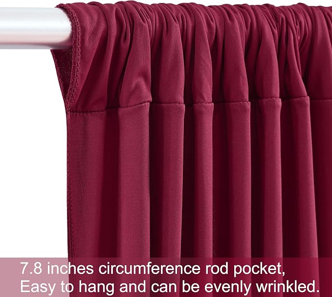 10x12 Burgundy Backdrop Curtains for Wedding Party Wrinkle Free Backdrops Curtain Drapes Fabric Decorations Maroon Photo Back Drop Cloth for Baby Shower Photography Stage Reception 5ft x 12ft,2 Panels - Image 7