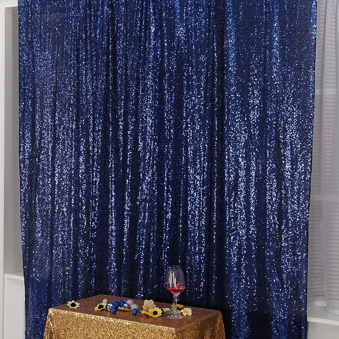 Poise3EHome Blue Sequin Backdrop,10FT x 10FT Sequin Photography Backdrop Curtain for Party Decoration, Navy Blue - Image 5