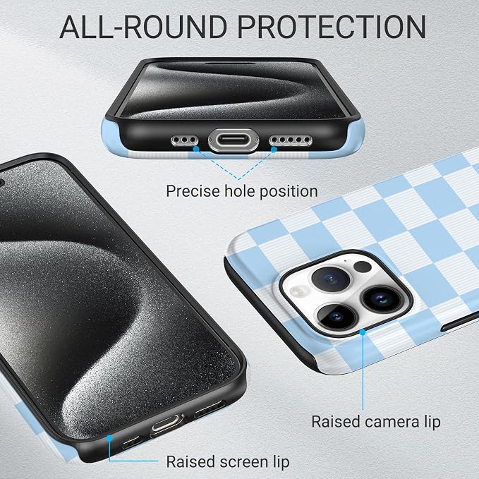 TPU Phone Case for iPhone 16 Pro, MagSafe Wireless Charging Compatible, Shockproof Slim Fit Protective Cover with Anti-Yellowing & Raised Camera Protection (Plaid 3, iPhone 16 Pro) - Image 3