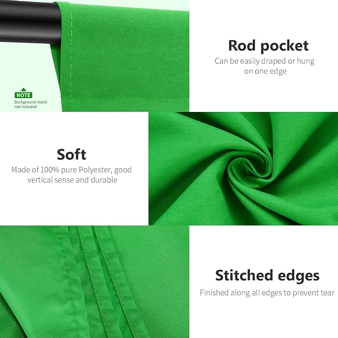 NEEWER 6x9 feet/1.8x2.8m Photo Studio 100% Pure Polyester Collapsible Backdrop Background for Photography, Video and Television (Backdrop Only) - Green - Image 6