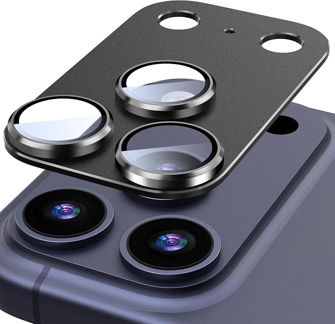 Suoman for iPhone 17 Pro Camera Lens Protector-Black | [All-in-one Frosted] [Strong-Adhesion] Metal Frame Tempered Glass Camera Lens Cover by Suoman