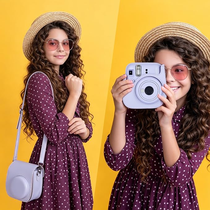 Phetium Mini 13 Camera Case for Fujifilm Instax Mini 13 12 Camera-Purple | Mini Camera Protective Case,PU Leather Bag,Photo Storage Pocket,Adjustable Shoulder Strap,Magnetic Flip - Image 8