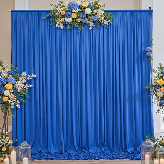 20ft x 10ft Royal Blue Backdrop Curtains for Parties, 4 Panels 5x10ft Wrinkle Free Silky Polyester Photo Backdrop Drapes Background for Birthday Graduation Photography Party Decorations - Image 8