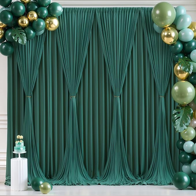 Hunter Green Backdrop Curtain-Wrinkle-Free Polyester Fabric Green Photography Curtains for Wedding Party Photo Background Decorations- 24 X10FT (Hunter Green) - Image 6
