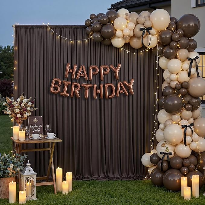 50x12 ft Brown Backdrop Curtains for Weddings, Birthdays and Photos - Image 2