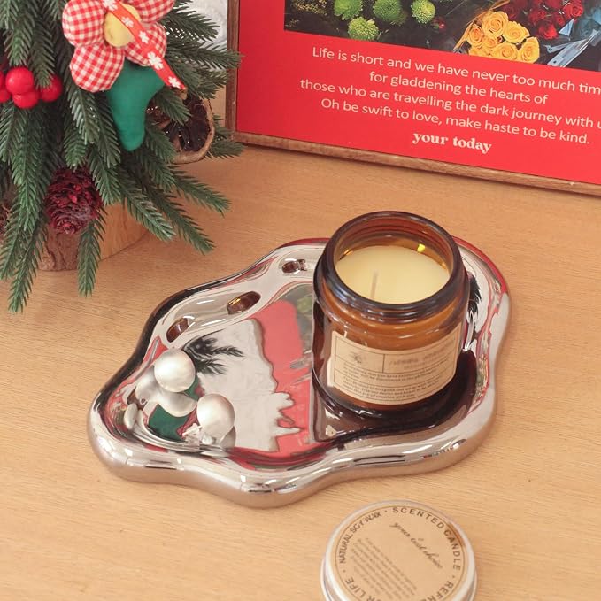 CCINPPY Ceramic Cloud Jewelry Tray Trinket Dish Key Bowl Nightstand Decor | Decorative Small Desk Tray Jewelry Plate Key Holder Bowl Cute Bedroom Room Decor Aesthetic, Gift for Women, Silver Medium - Image 6