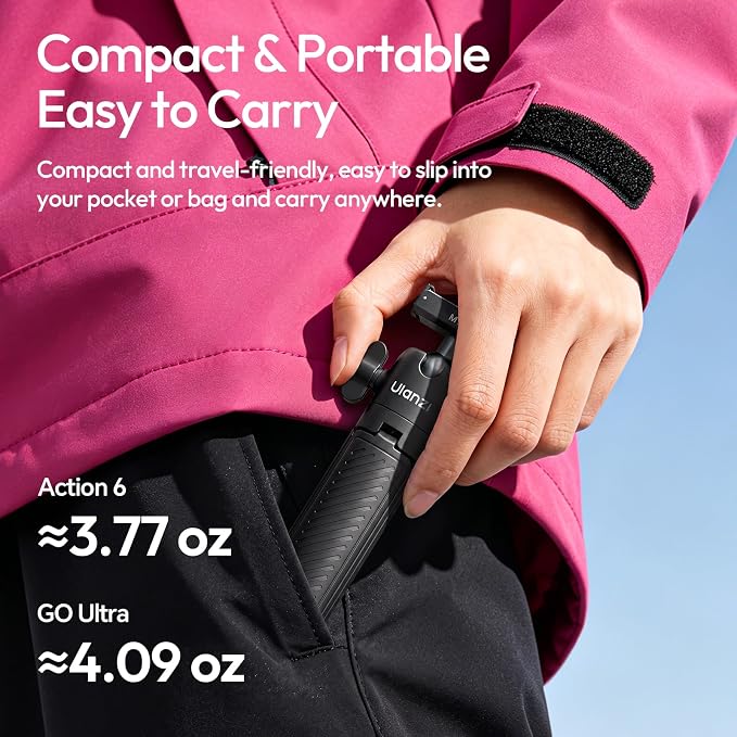 ULANZI MT66 3-in-1 Quick Release Magnetic Tripod for Insta360 GO Ultra | 3-in-1 Tripod Selfie Stick & Backpack Mount | Instant Magnetic Quick Release | 360° Ball Head | Portable 3.8oz Pocket Size - Image 6
