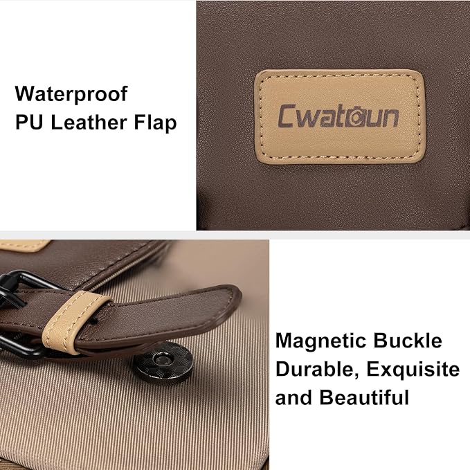 Cwatcun Midi Camera Sling Bag, Waterproof Crossbody Case with Tripod Holder | Camera/Photography Shoulder Messenger Bag for Canon, Nikon, Sony, Fuji DSLR/SLR/Mirrorless Camera, LensFits 1DSLR+2lenses. - Image 5