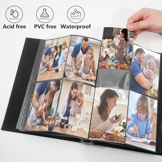 Vienrose 4x6 Photo Album Holds 400 Photos Vegan Leather Beige | Vertical pockets, Brown, Large capacity, Family Wedding Baby Travel, Anniversary - Image 4