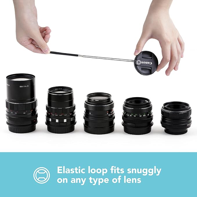 Foto&Tech Camera Lens Cap Leash with Elastic String, Compatible with Universal DSLR SLR Evil Mirrorless Cameras Video (x10) - Image 4
