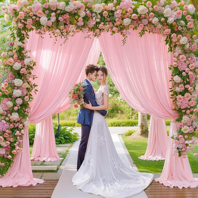 Pink Backdrop Curtains-Wrinkle-Free Polyester Photography Drapes Party Curtain Background for Baby Shower Wedding Decorations- 8 X10FT (Pink) - Image 7