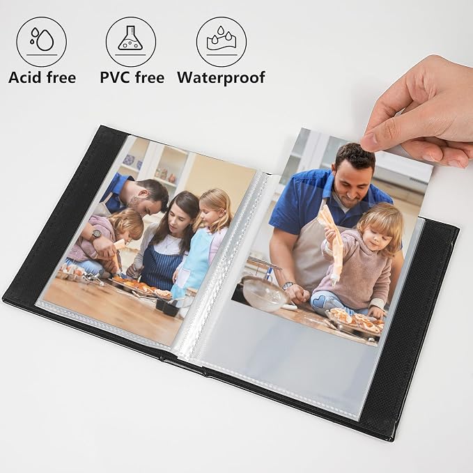 Vienrose 4x6 Photo Album 2 Pack Holds 52 Photos Each Vegan Leather | Vertical pockets, Grey, Portable, Memory album, Family Wedding Baby Travel - Image 4