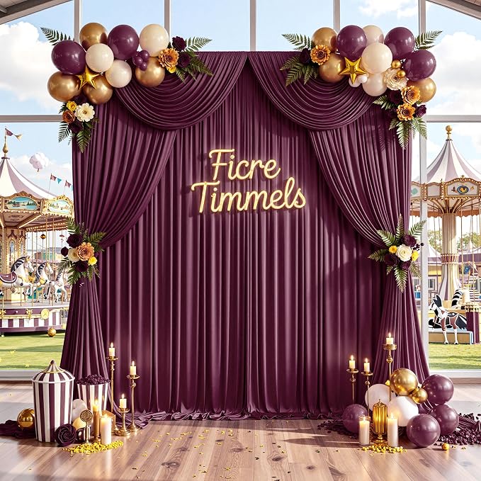 20 ft x 10 ft Wrinkle Free Maroon Backdrop Curtain for Parties, Polyester Burgundy Photo Backdrop Drapes 4 Panels 5x10ft for Baby Shower Wedding Birthday Party Engagement Ceremony Decoration - Image 6