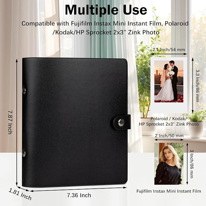 320 Pockets 2x3 Inch Photo Album for Polaroid & Instax Mini Pictures, Black | PU Leather Cover, Gift Box Packaging, Acid-Free Pages, With Snap Closure, Securely Hold all Your Precious Instant Snapshots - Image 3