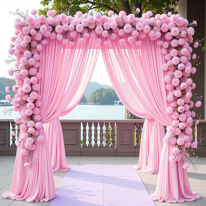 Pink Backdrop Curtain for Wedding Parties Backdrop Drapes 10x10FT | Wrinkle Free Polyester Curtain Backdrop Draping Fabric for Backdrop Photoshoot Birthday Party Background,2 Panel 5x10FT - Image 3