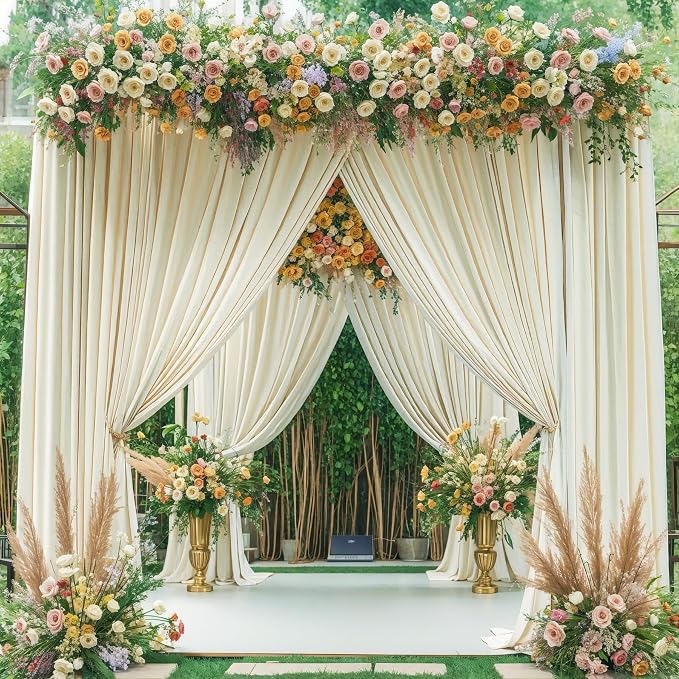 8 Panels Beige Backdrop Curtain for Wedding Parties Wrinkle Free Beige Photo Curtains Backdrop Drapes Fabric Decoration for Baby Shower Photography 40ft(W) x 10ft(H) - Image 4