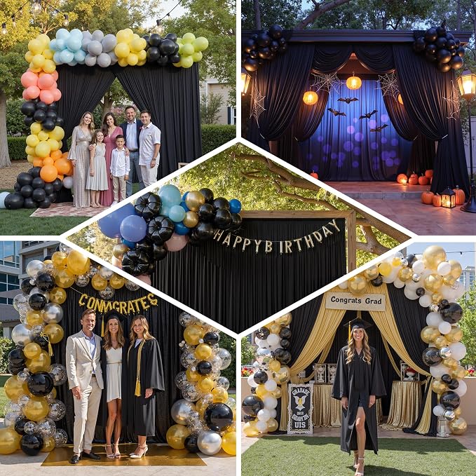 40x12 ft Black Backdrop Curtains for Weddings Parties, Birthdays and Photos - Image 3