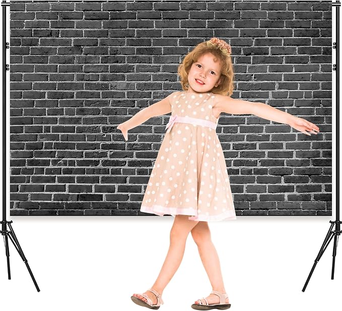 10x6.5 Ft Brick Wall Backdrop，Large Polyester Fabric Black Brick Backdrop Photo Backdrops Background for Halloween Party Christmas Halloween Decoration Photo Booth Prop Banner - Image 2