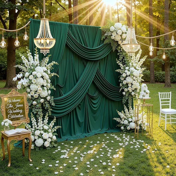10ft x 10ft Wrinkle Free Hunter Green Backdrop Curtains for Parties, Polyester Photo Backdrop Drapes for Wedding Birthday Party Photography Background Photoshoot - Image 7