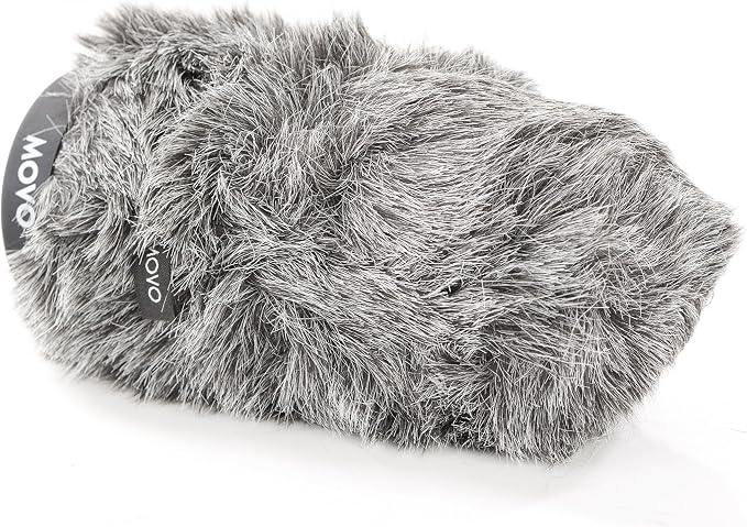 Movo WS-G140 Furry Rigid Windscreen for Microphones, 18-23mm Diameter | Dark Gray, Up to 6.3" Long - Image 3