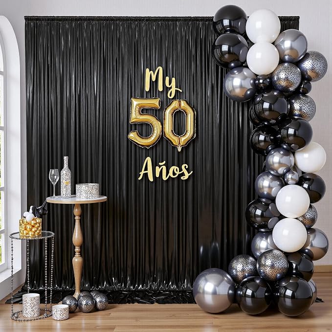 Outpain Thick 30 ft x 10 ft Black Sequin Backdrop Curtain for Parties, Wrinkle Free Glitter Photo Backdrop Drapes 6 Panels 5x10ft Black Back Drop Cloth for Wedding Christmas Photography Background - Image 5
