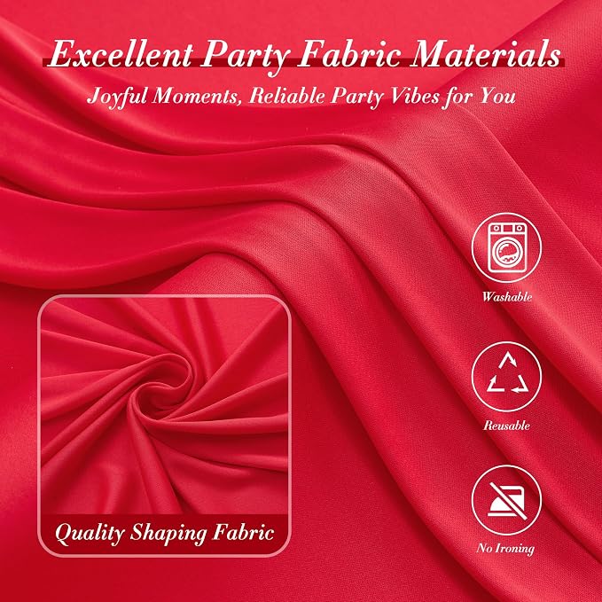 30ft x 10ft Wrinkle Free Red Backdrop Curtains for Parties, Polyester Photo Backdrop Drapes 6 Panels 5x10ft for Weddings Birthday Party Christmas Photography Background - Image 3