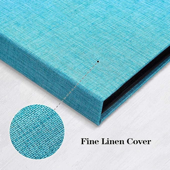 Mublalbum 2 Pack Small 8x10 Photo Album, 52 Pockets, Linen Cover,Blue | Linen Cover, Portable Mini Picture Book, Holds 52 Vertical Pockets for Artwork Postcards, Picture Storage - Image 5