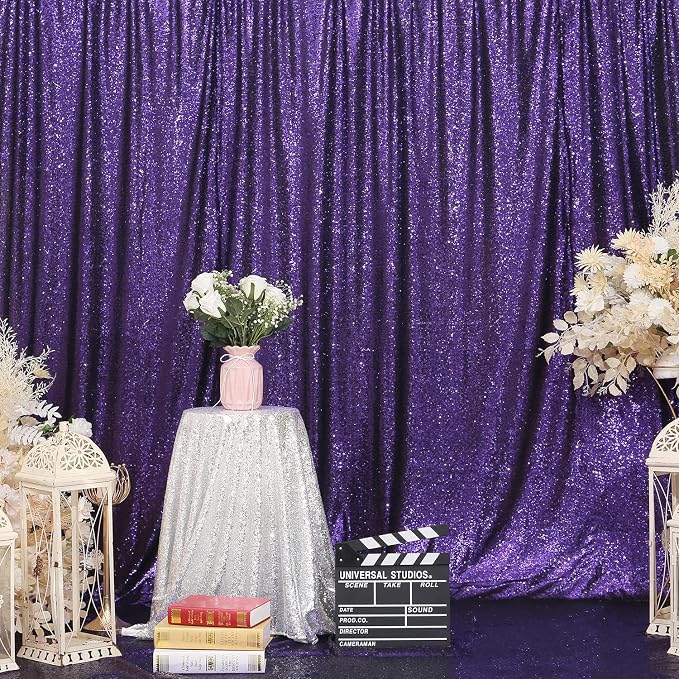 Poise3EHome Purple Sequin Backdrop, 6Ft x 8Ft Glitter Photography Background Curtains for Halloween Party Wedding Birthday Decoration - Image 4