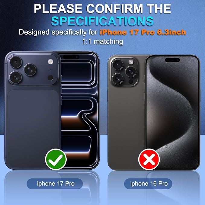 Suoman for iPhone 17 Pro Camera Lens Protector-Dark Blue | [All-in-one Frosted] [Strong-Adhesion] Metal Frame Tempered Glass Camera Lens Cover - Image 2