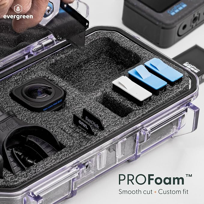 Evergreen Dry Box Tech Organizer – For Camera, Cables, Hard Drives, Memory Cards, Keys, Compatible with GoPro, Airtags (Medium, PROFoam, Black) - Image 2