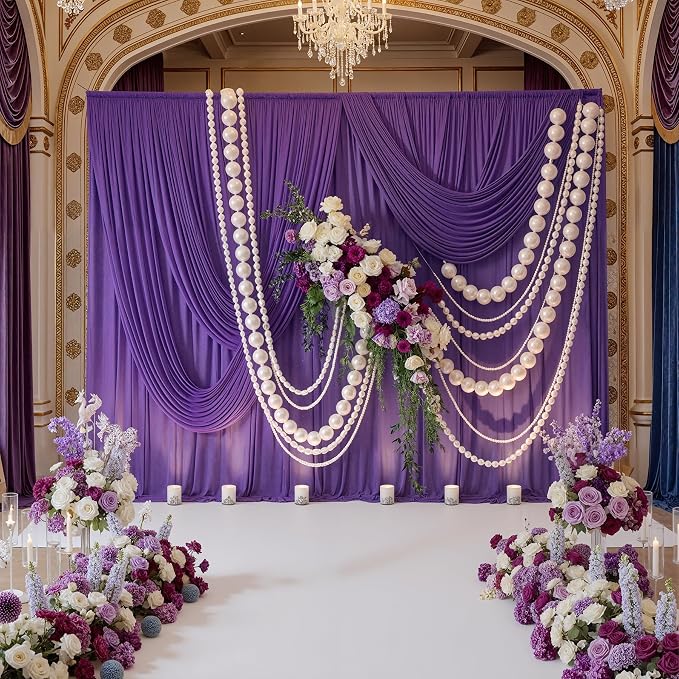 40ft x 10ft Wrinkle Free Purple Backdrop Curtains for Parties, 8 Panels 5x10ft Thick Fabric Purple Backdrop Drapes for Wedding Party Background Birthday Decoration - Image 3