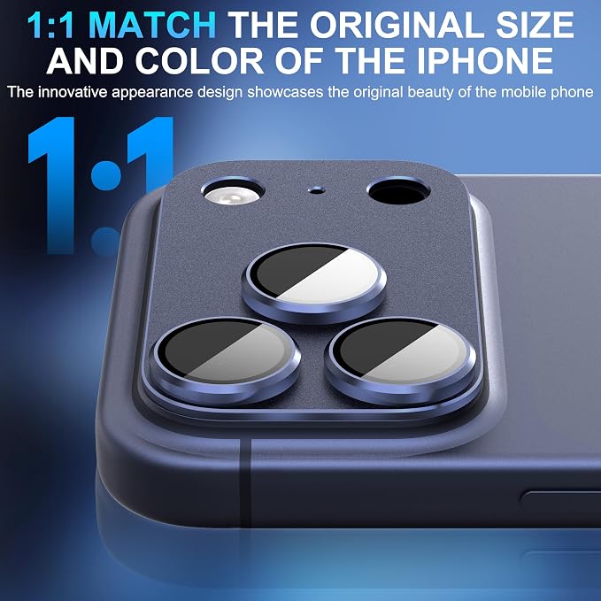 Suoman for iPhone 17 Pro Camera Lens Protector-Dark Blue | [All-in-one Frosted] [Strong-Adhesion] Metal Frame Tempered Glass Camera Lens Cover - Image 3
