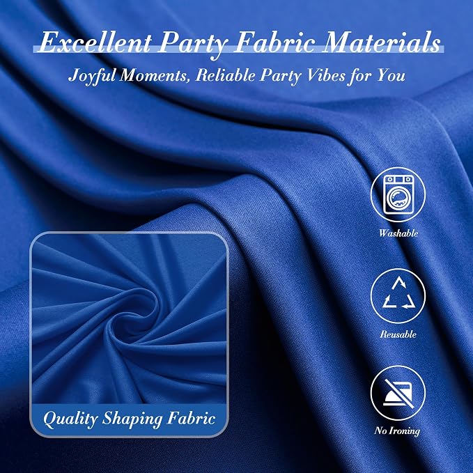 50ft x 10ft Wrinkle Free Royal Blue Backdrop Curtain for Party, Polyester Royal Blue Photo Backdrop Drapes 10 Panels 5x10ft for Birthday Photography Background Weddings Baby Shower Party - Image 8