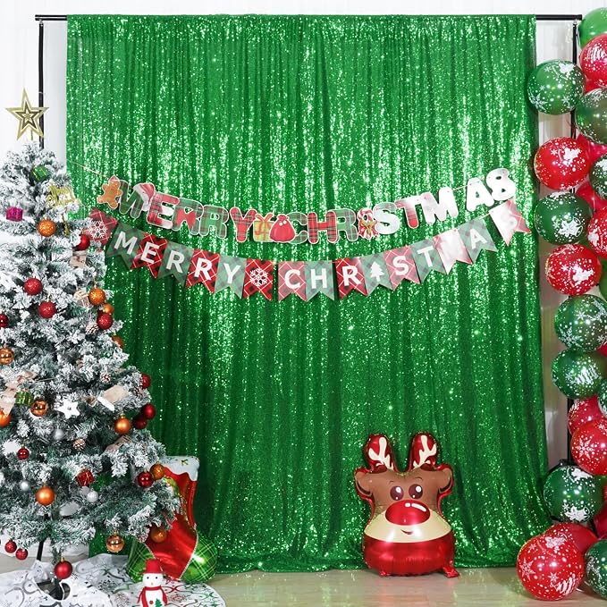 Poise3EHome Green Sequin Backdrop, 6FT x 8FT Sequin Photography Backdrop Curtain for Christmas St. Patrick's Day Party Decoration - Image 9