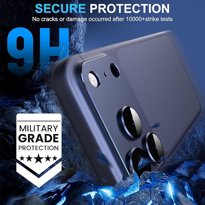 Suoman for iPhone 17 Pro Max Camera Lens Protector -Dark Blue | [All-in-one Frosted] [Strong-Adhesion] Metal Frame Tempered Glass Camera Lens Cover - Image 4