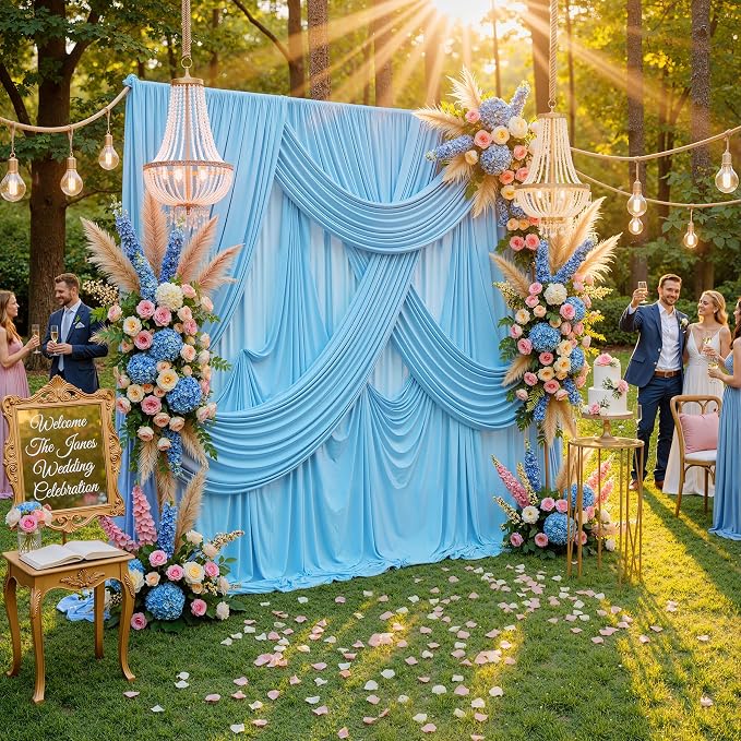30ft x 10ft Baby Blue Backdrop Curtains for Parties, 6 Panels 5ftx10ft Thick Fabric Wedding Drapes Curtains Party Background for Baby Shower Birthday Parties - Image 7
