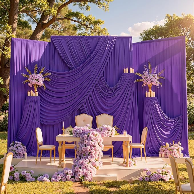 30ftx10ft Purple Backdrop Curtains for Party Background, Wrinkle Free Purple Photo Backdrop Drapes 6 Panels Back Drop Cloth for Wedding Birthday Photography Baby Shower Decor - Image 3