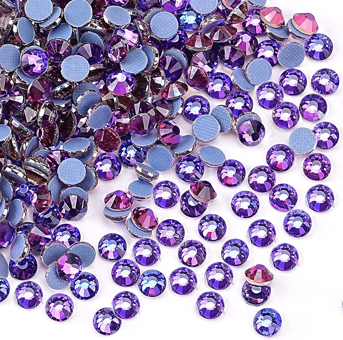 Jollin Hotfix Rhinestones Flatback Crystal Gems 2mm SS6, Purple Velvet | 2880pcs Hot Fix Crystals Glass Rhinestones for Bedazzling, Crafting, Clothes, Shoes & Accessories DIY Decoration by Jollin