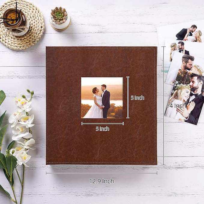 potricher Large Photo Album 4x6 1000 Photos, Leather Cover, Brown | Large Capacity Picture Albums with 1000 Horizontal and Vertical Pockets, Photo Book for Family, Wedding, Anniversary, Baby - Image 2