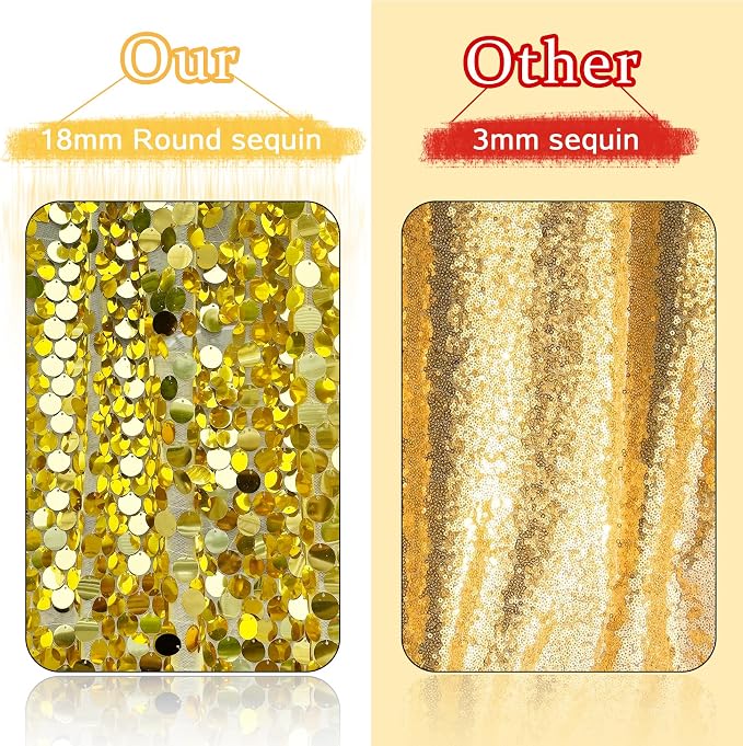 9FTx10FT Gold Sequin Backdrop Large for Party Decor, 1 Panel | Glitter Sparkle, Photography Props for Christmas Party Wedding Birthday Wall Decor - Image 5