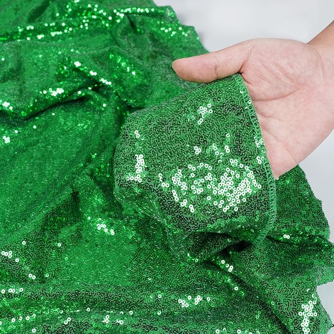 Poise3EHome 8FT x 10FT Green Sequin Photography Backdrop Curtain for Party Decoration, Green - Image 5