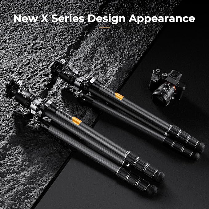 K&F Concept X-Series 68" Carbon Fiber Camera Tripod | Professional Photography Tripod, 1.42" Metal Ball Head, Load Capacity 35.2lbs, Indoor Outdoor Use,X284C4+BH-36 - Image 3