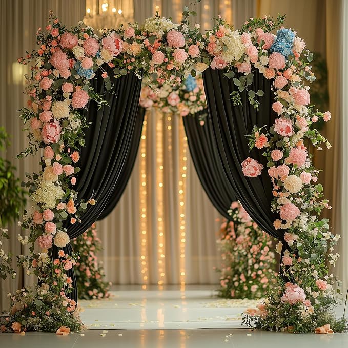 Black Backdrop Curtain for Wedding Parties Backdrop Drapes 10x8FT | Wrinkle Free Polyester Curtain Backdrop Black Draping Fabric for Backdrop Photoshoot Birthday Party Background,2 Panel 5x8FT - Image 6